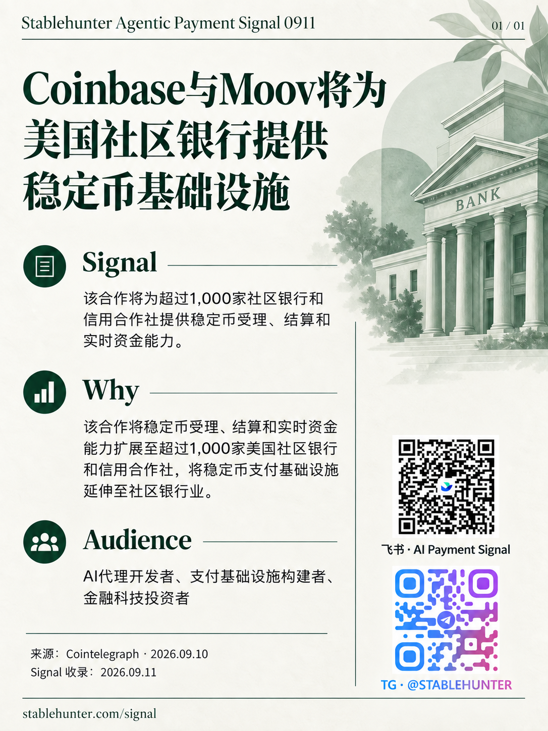 Coinbase 与 Moov 稳定币基础设施